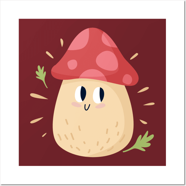 Cute Mushroom Design Wall Art by BrightLightArts